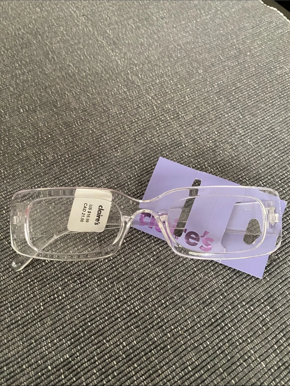 Claire’s brand clear frame, no prescription clear lens fashion glasses NWT